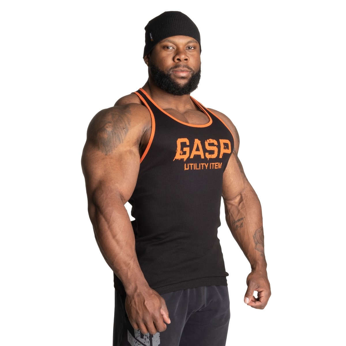 GASP Ribbed T-Back - Black/Flame - Urban Gym Wear
