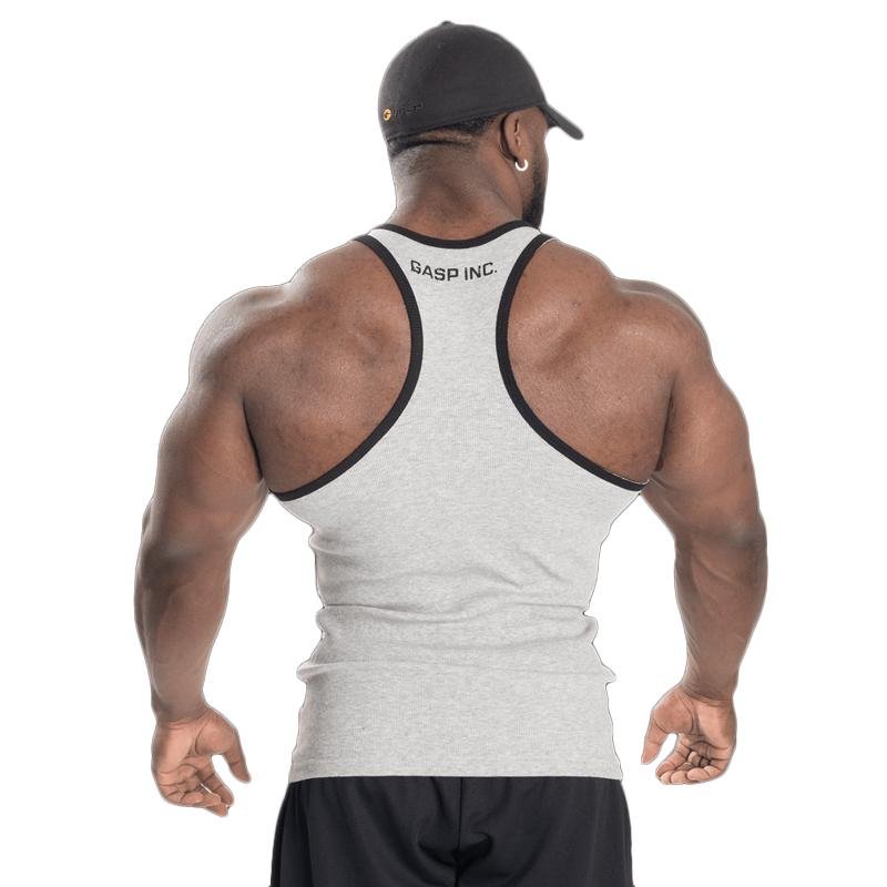 GASP Ribbed T-Back - Greymelange – Urban Gym Wear