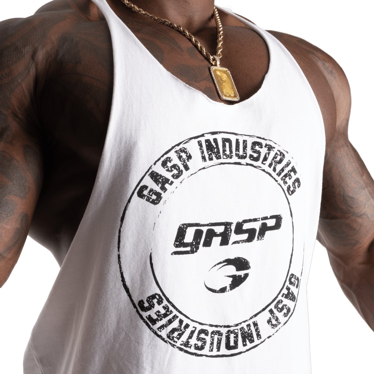 GASP Stringer - White - Urban Gym Wear