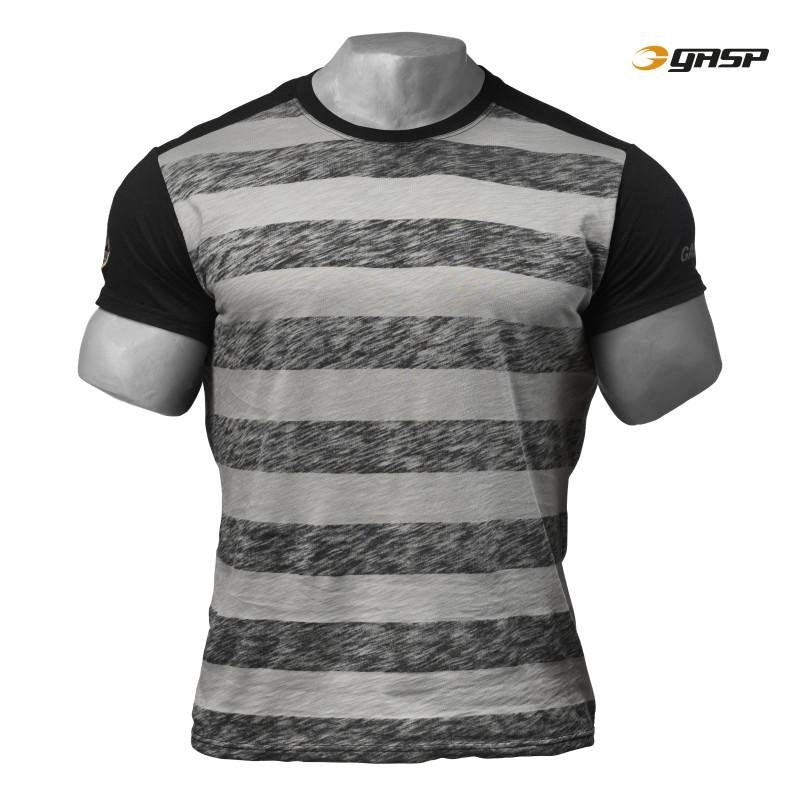GASP Striped Tee - Black-Grey - Urban Gym Wear