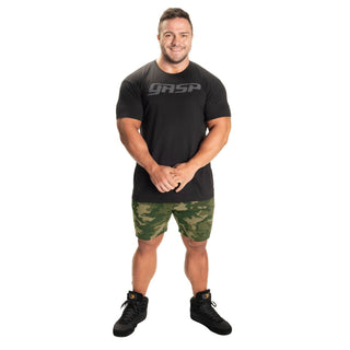 GASP Tapered Sweatshorts - Washed Green Camo - Urban Gym Wear