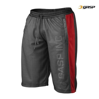 GASP Ultimate Mesh Shorts - Black-Red - Urban Gym Wear