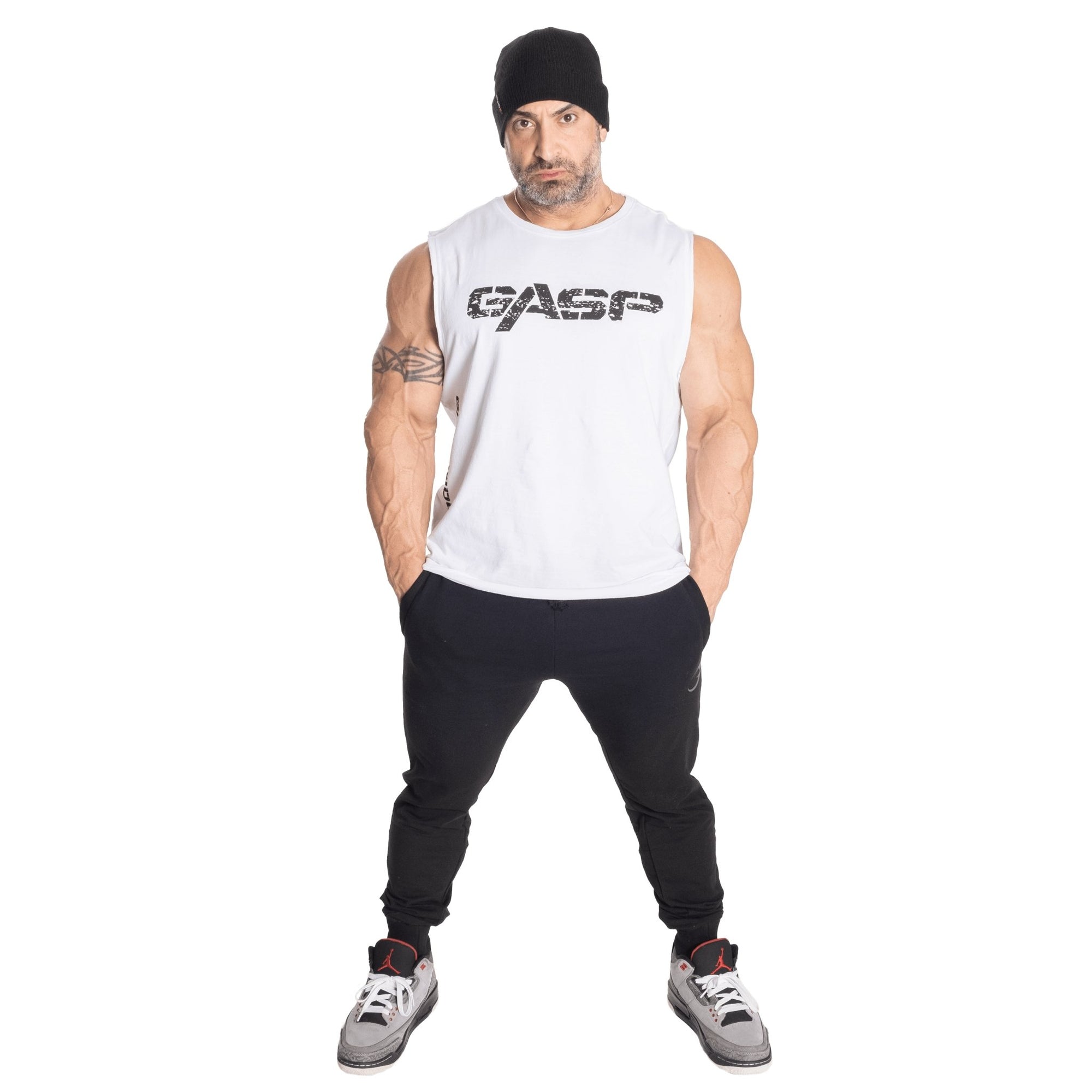 GASP Vintage Tank - White - Urban Gym Wear 