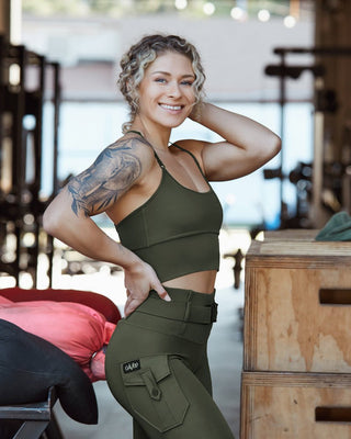 Gavelo Cargo Leggings - Military Green - Urban Gym Wear