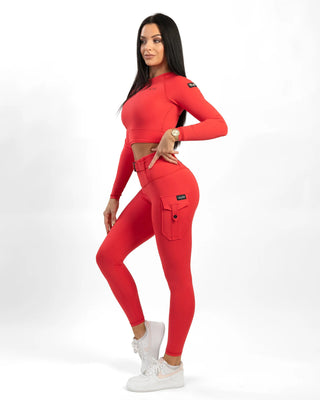 Gavelo Cropped Longsleeve - Radical Red - Urban Gym Wear