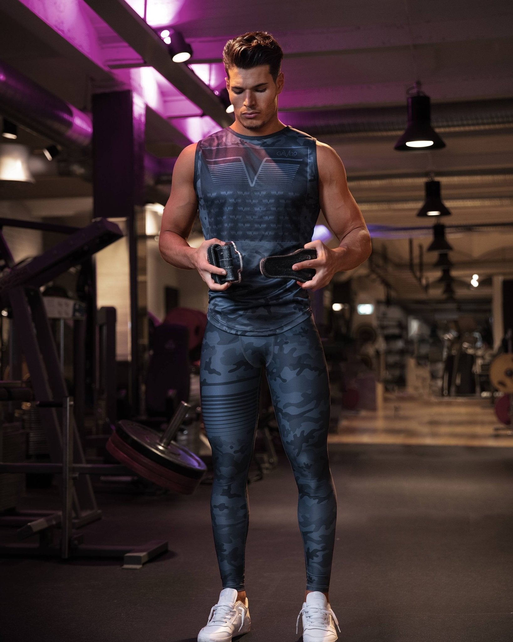 Gavelo Sniper Blue Camo Compression Pants Urban Gym Wear