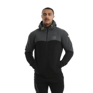 Golds Gym Full Zip Hooded Sweater - Black/Charcoal - Urban Gym Wear