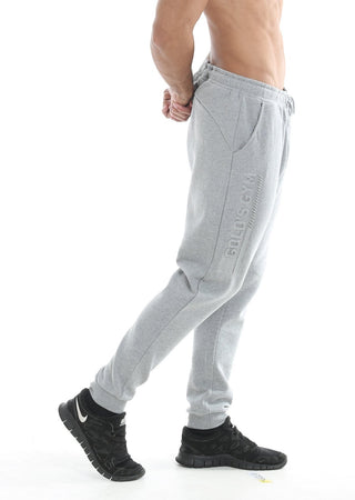 Golds Gym Jog Pant with Embossed Print - Grey Marl - Urban Gym Wear