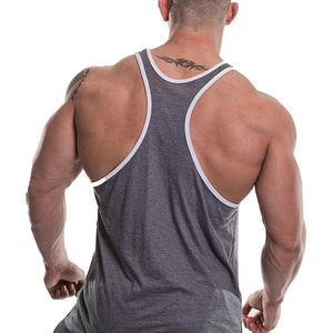 Golds Gym Muscle Joe Contrast Stringer - Grey-White - Urban Gym Wear