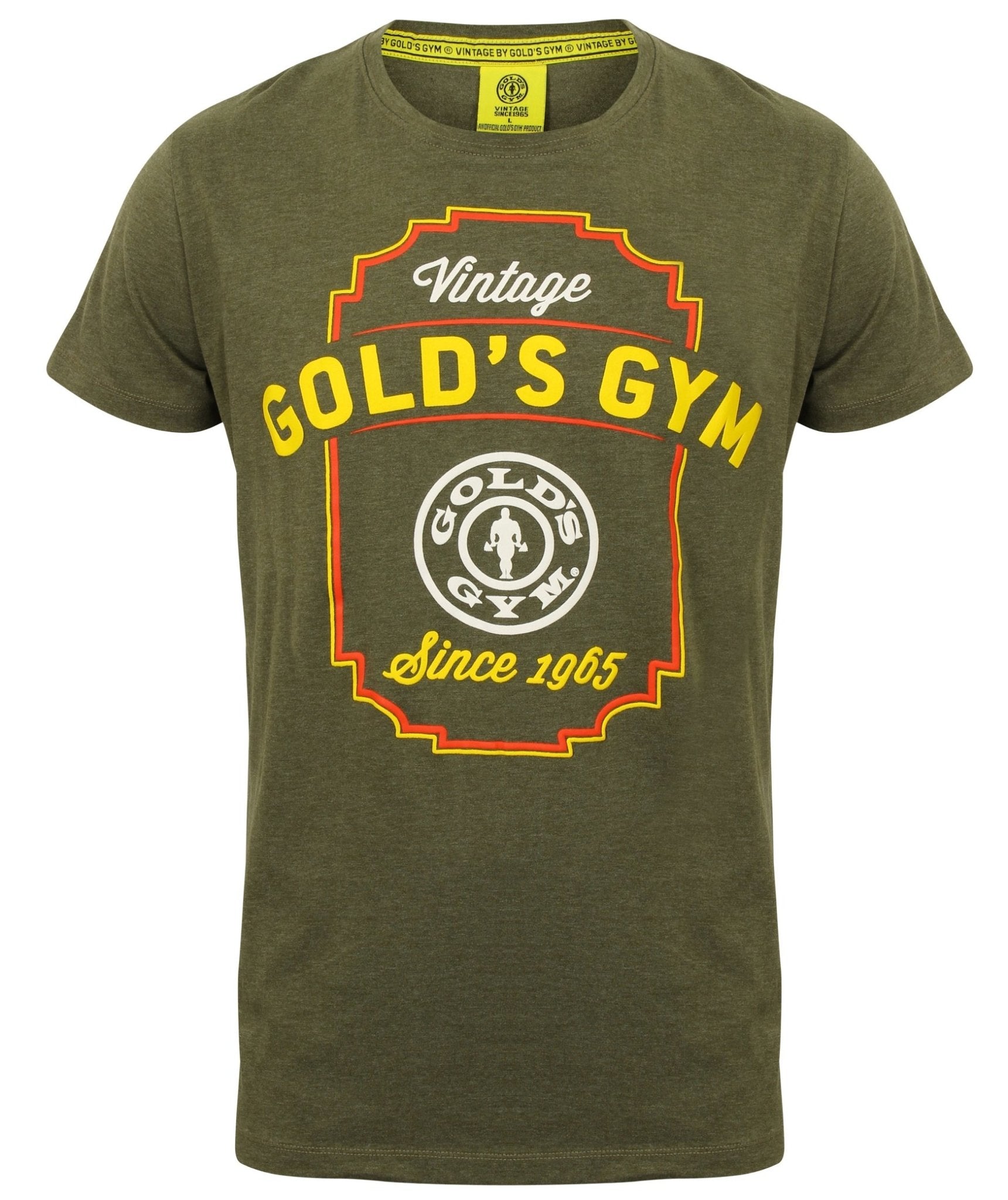 Golds Gym Printed Vintage Style T-Shirt - Army Marl - Urban Gym Wear