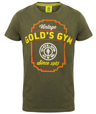 Golds Gym Printed Vintage Style T-Shirt - Army Marl - Urban Gym Wear