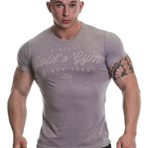 Golds Gym Vintage Print T-Shirt - Grey - Urban Gym Wear