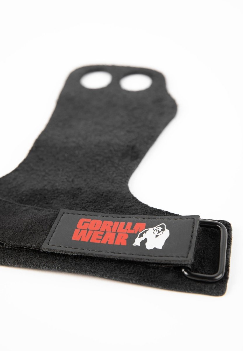 Gorilla Wear 2-Hole Leather Lifting Grips - Black - Urban Gym Wear