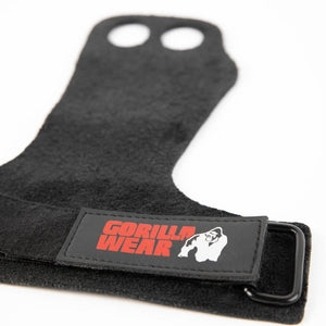 Gorilla Wear 2-Hole Leather Lifting Grips - Black - Urban Gym Wear
