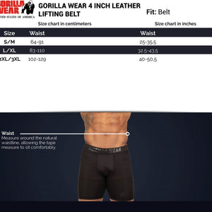 Gorilla Wear 4 Inch Leather Lifting Belt - Black - Urban Gym Wear