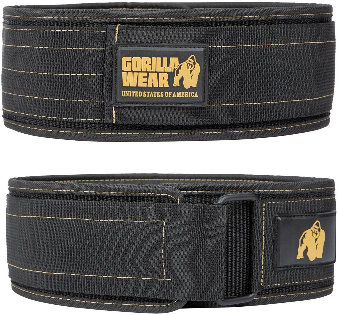 Gorilla Wear 4 Inch Nylon Lifting Belt - Black/Gold –