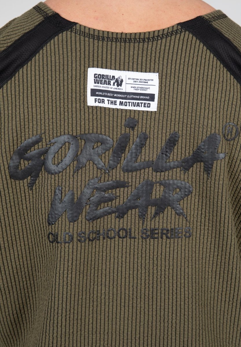 Gorilla Wear Augustine Old School Work Out Top - Army Green - Urban Gym Wear