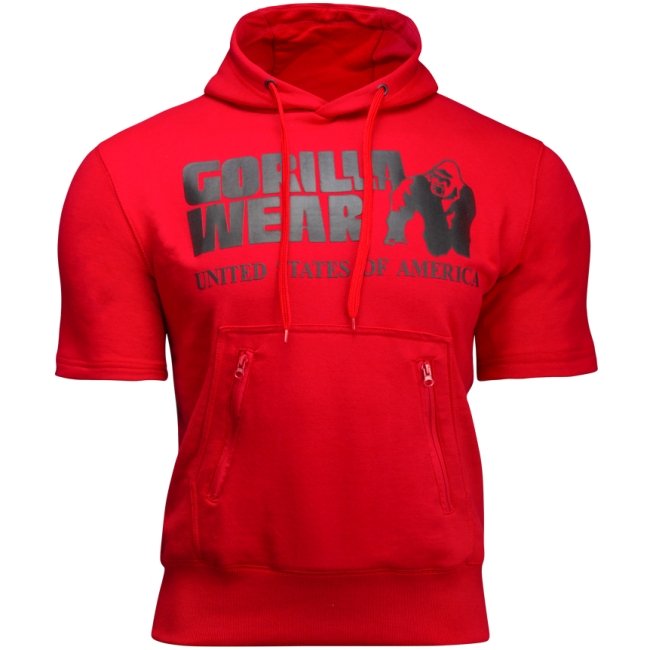 Gorilla Wear Boston Short Sleeve Hoodie - Red - Urban Gym Wear