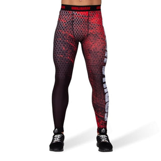 Gorilla Wear Bruce Mens Tights - Red-Grey - Urban Gym Wear