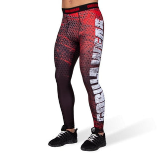 Gorilla Wear Bruce Mens Tights - Red-Grey - Urban Gym Wear