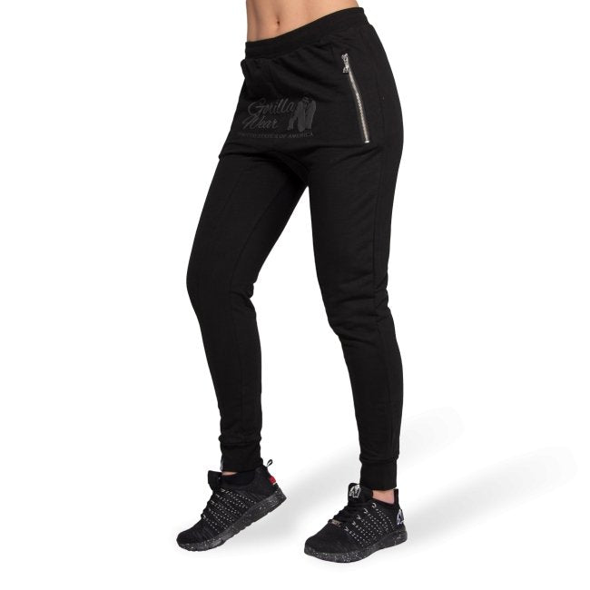 GORILLA WEAR Alabama Drop Crotch Joggers – Black With Zippers & Drawstring
