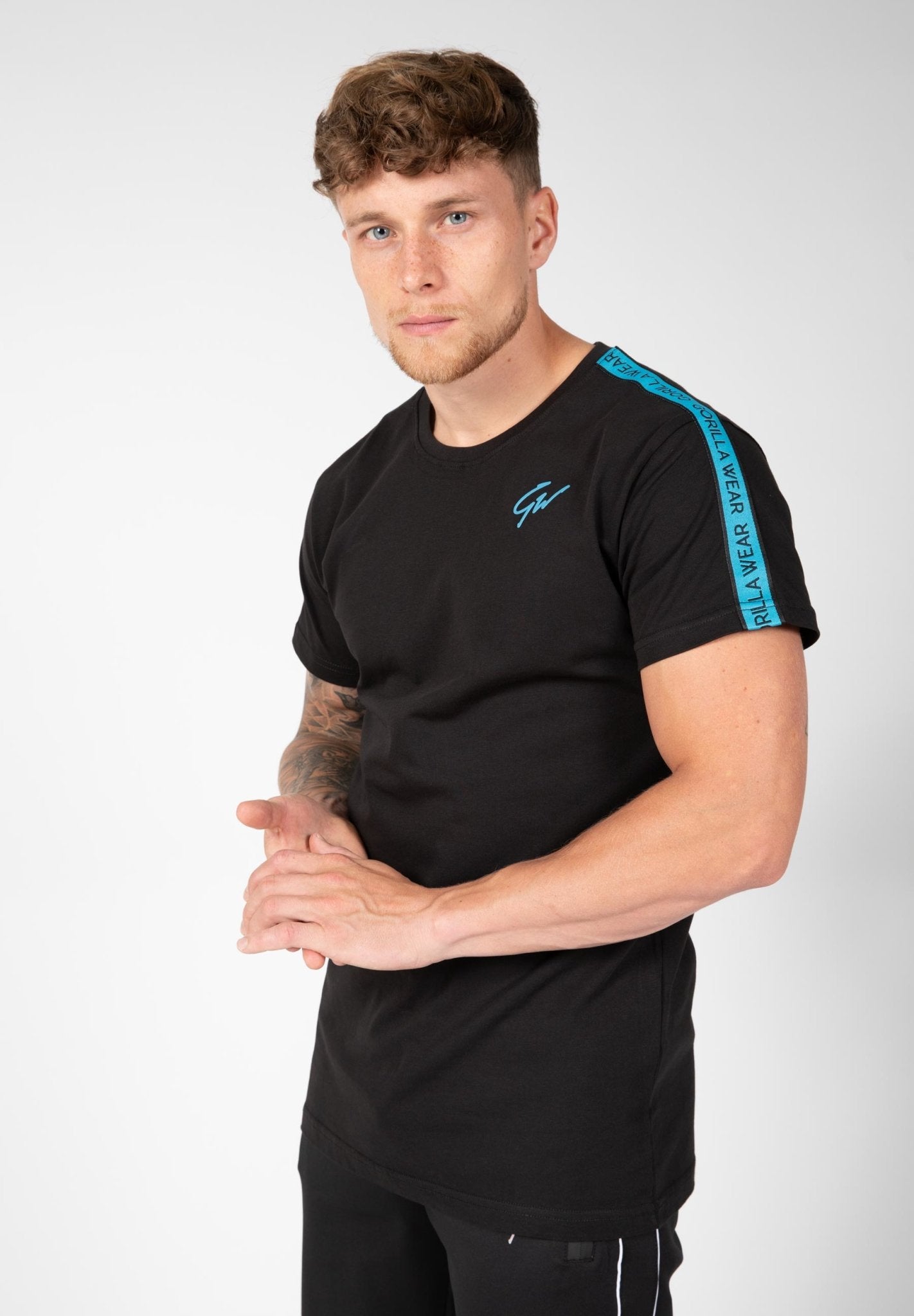 Gorilla Wear Chester T-Shirt - Black-Blue - Urban Gym Wear