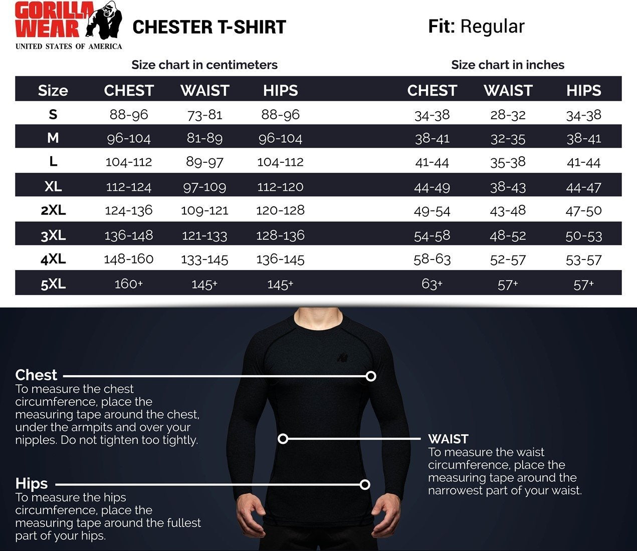 Gorilla Wear Chester T-Shirt - Black-Blue - Urban Gym Wear