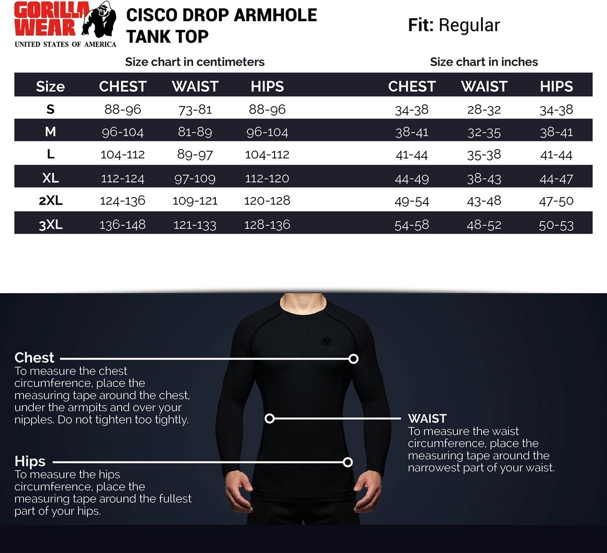 Gorilla Wear Cisco Drop Armhole Tank Top - Black/White - Urban Gym Wear