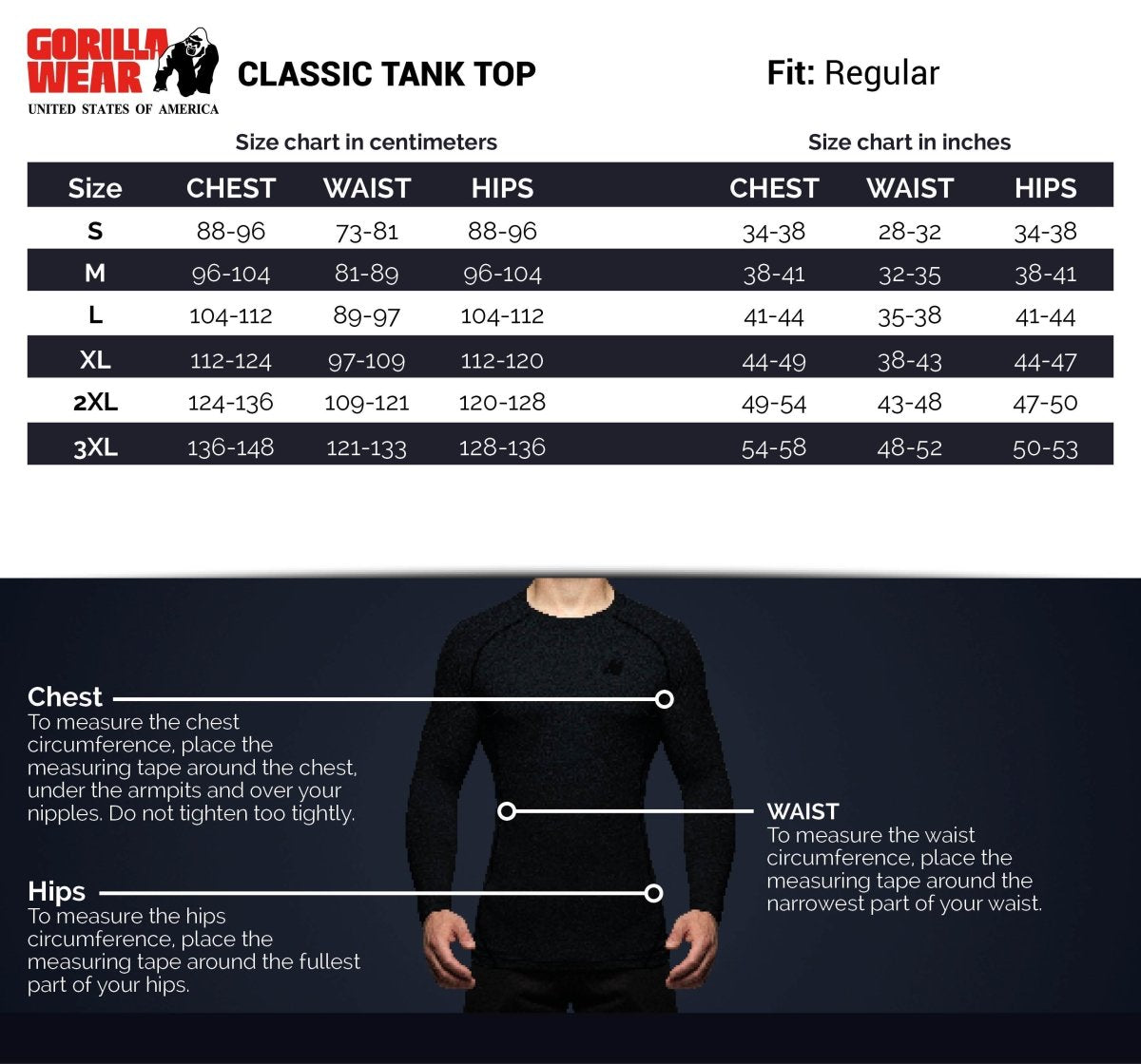 Gorilla Wear Classic Tank Top - Navy - Urban Gym Wear