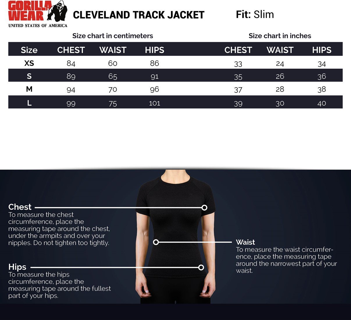Gorilla Wear Cleveland Track Jacket - Black - Urban Gym Wear