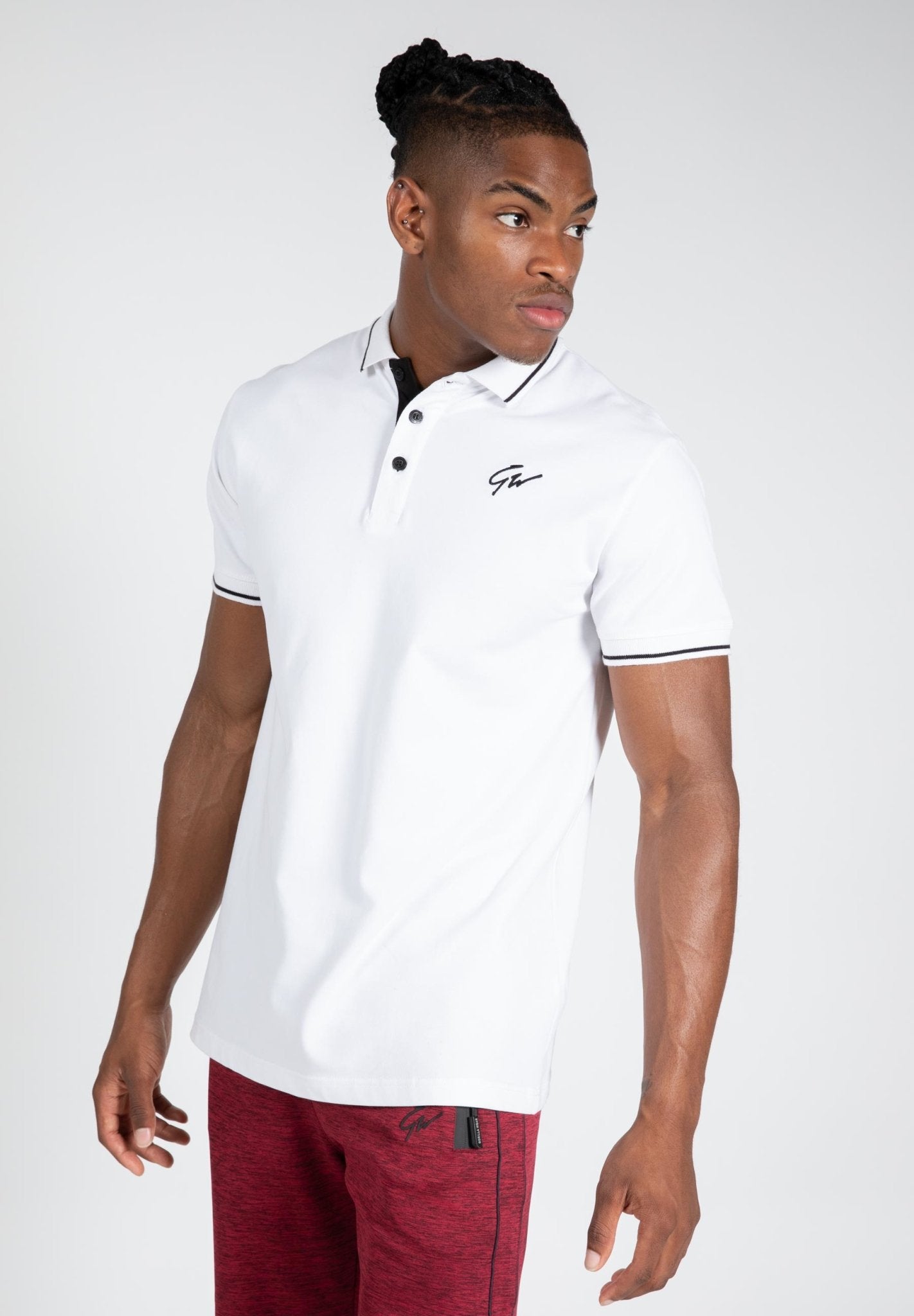 Gorilla Wear Delano Polo - White/Black - Urban Gym Wear