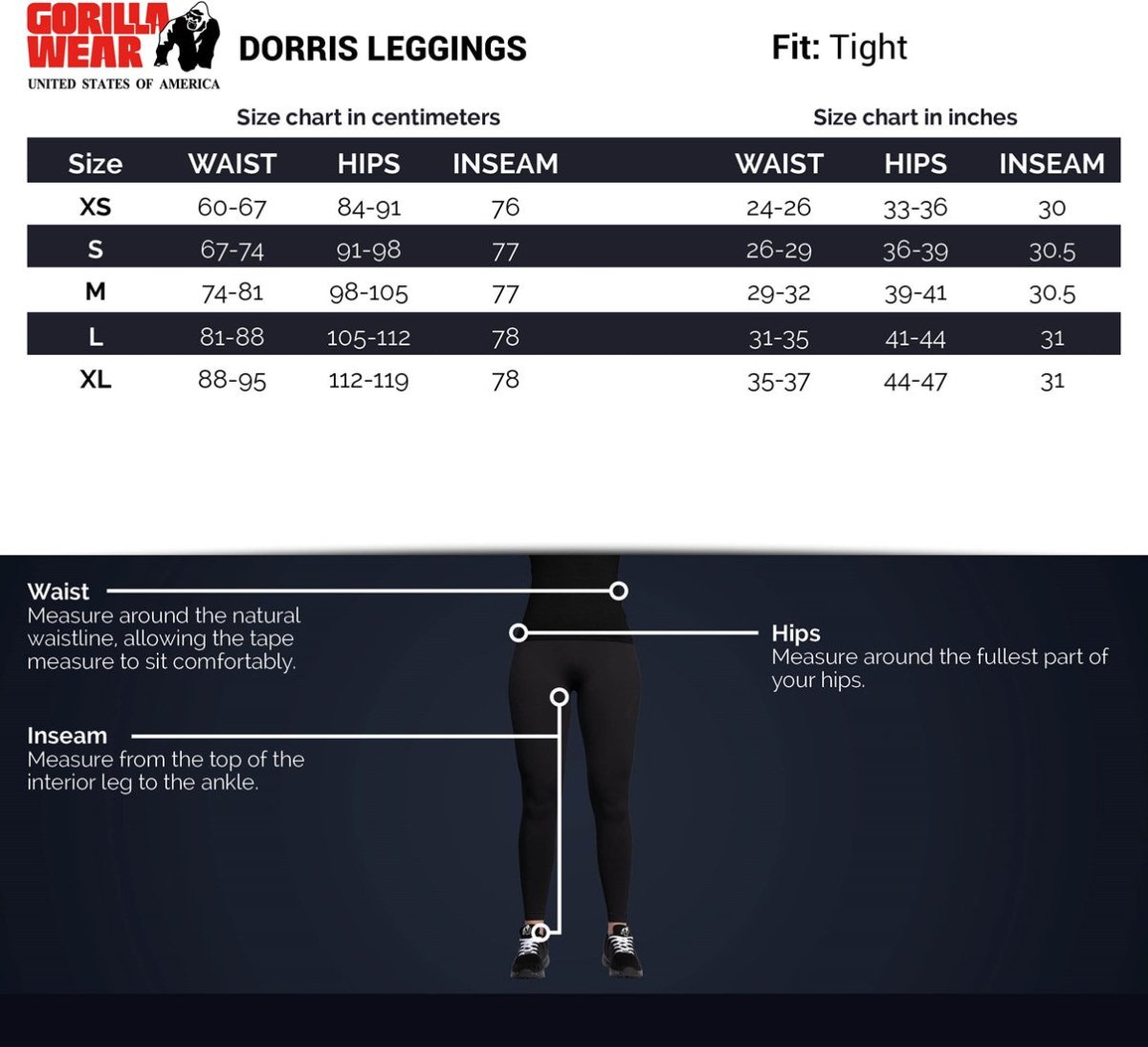 Gorilla Wear Dorris Leggings - Black - Urban Gym Wear