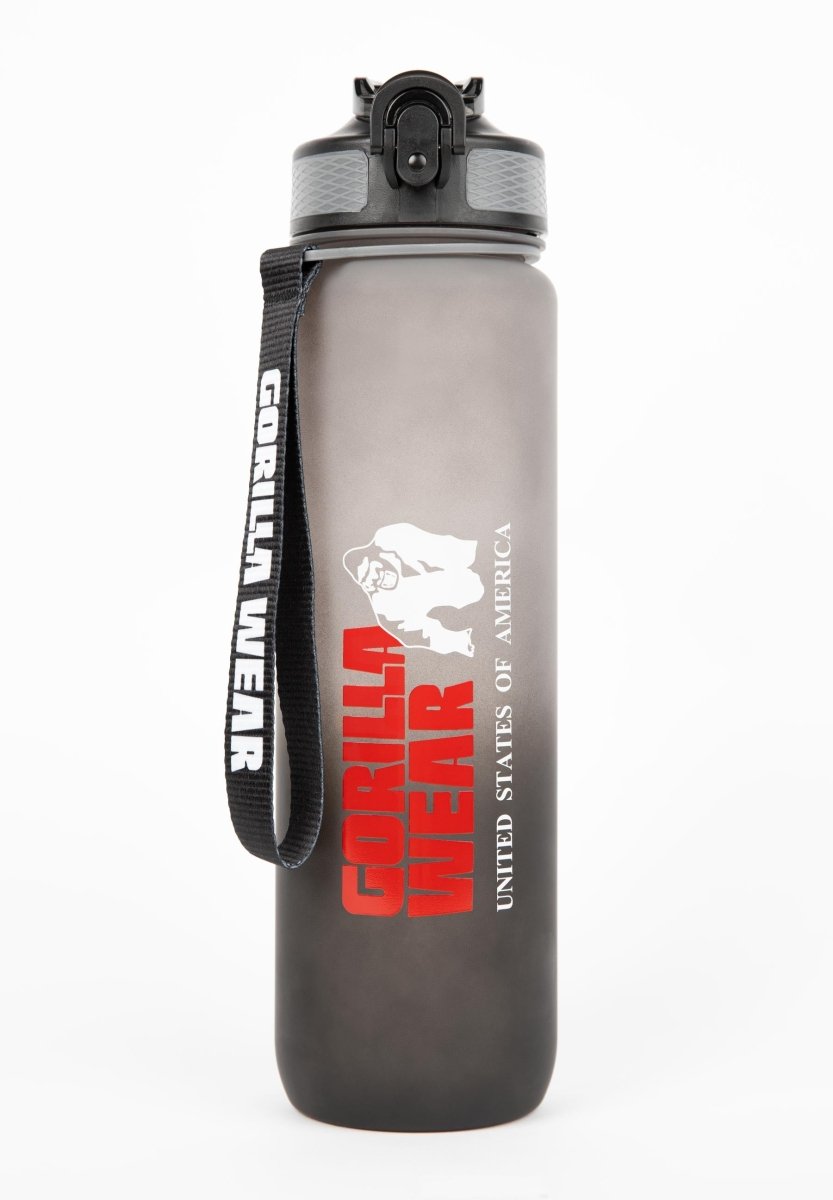 Gorilla Wear Gradient Water Bottle 1000ml - Black/Grey - Urban Gym Wear