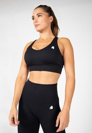 Gorilla Wear Hilton Seamless Sports Bra - Black - Urban Gym Wear