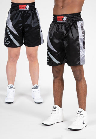 Gorilla Wear Hornell Boxing Shorts - Black/Grey - Urban Gym Wear