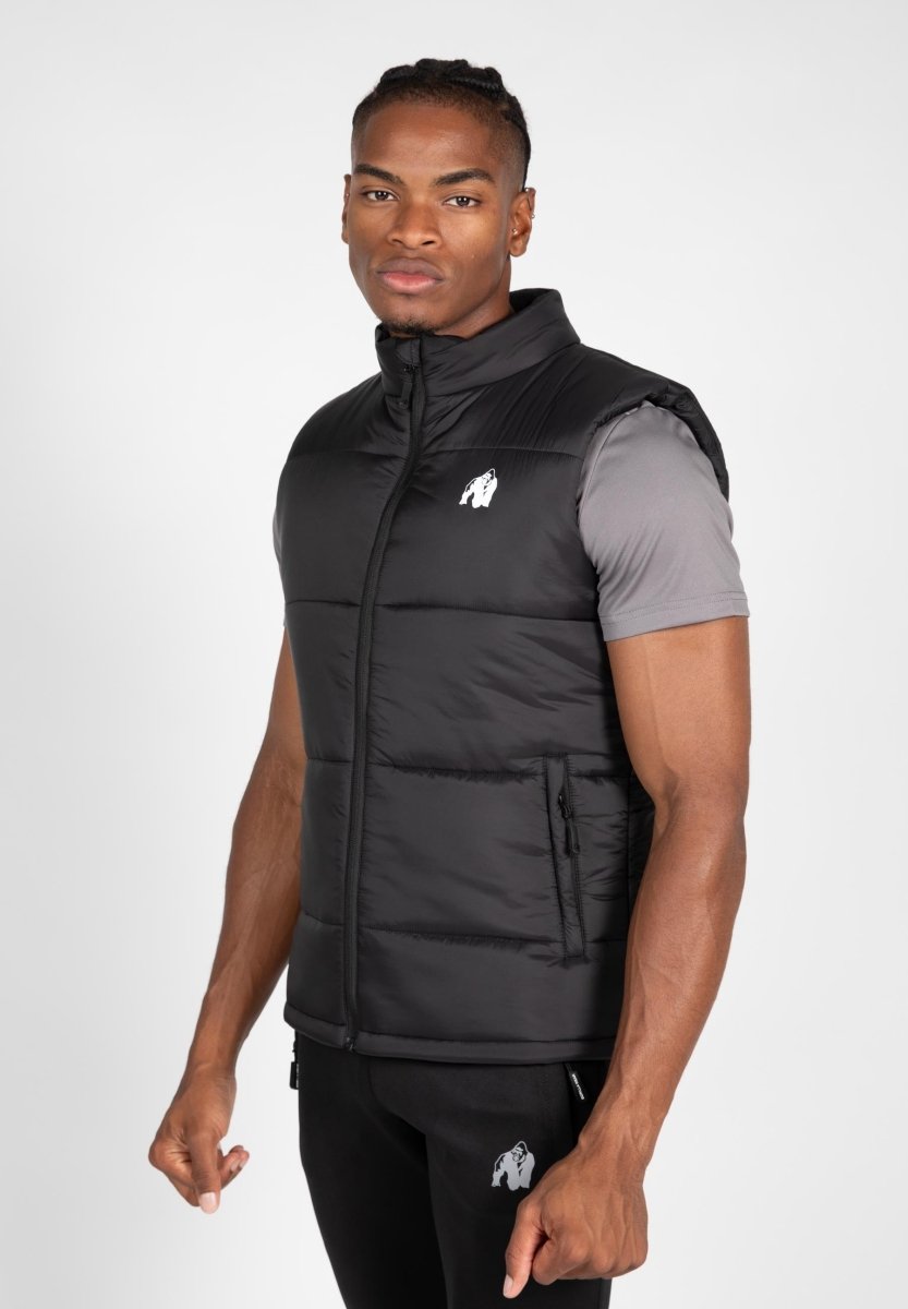 Gorilla Wear Irvine Puffer Vest - Black - Urban Gym Wear