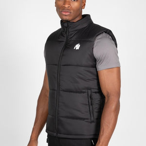 Gorilla Wear Irvine Puffer Vest - Black - Urban Gym Wear