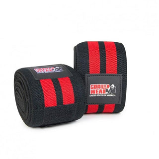 Gorilla Wear Knee Wraps 79 Inch - Black-Red - Urban Gym Wear