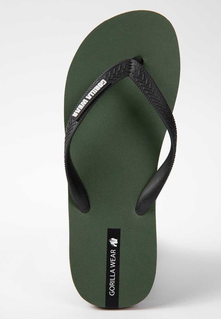 Army green store flip flops