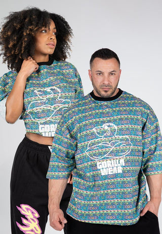 Gorilla Wear Legacy Oversized T-Shirt - Blue/Purple/Yellow - Urban Gym Wear