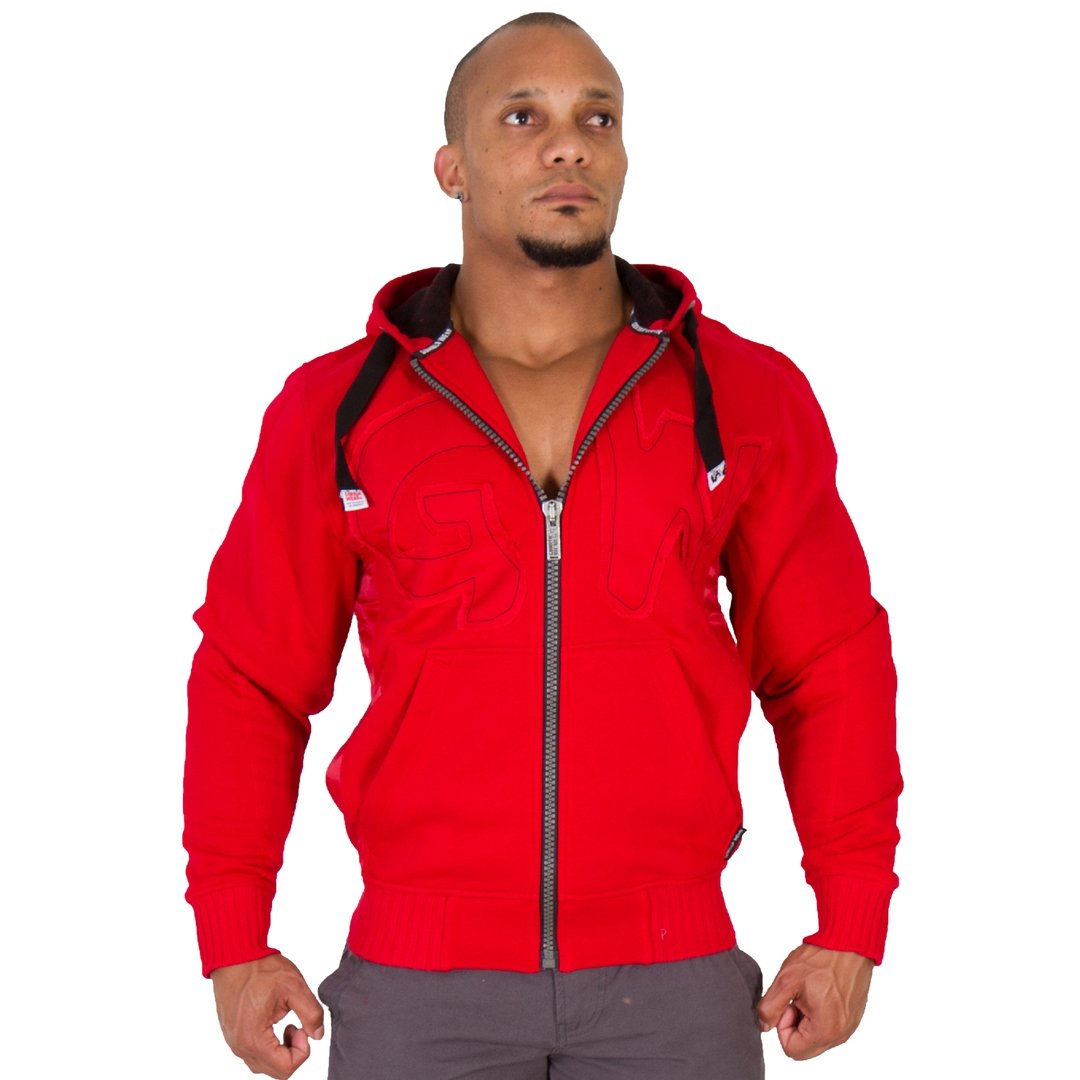 Gorilla Wear Logo Hooded Jacket - Red - Urban Gym Wear