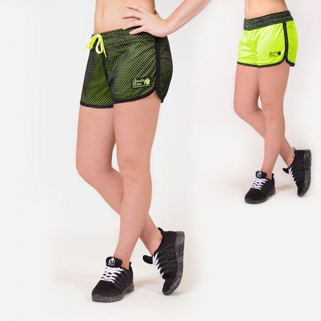 Gorilla Wear Madison Reversible Shorts - Black-Neon Lime - Urban Gym Wear
