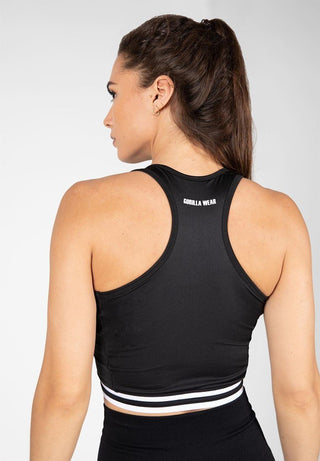 Gorilla Wear Mesa Zip Front Crop Top - Black - Urban Gym Wear