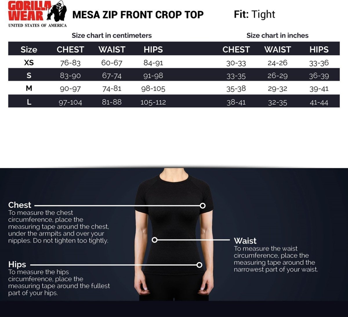 Gorilla Wear Mesa Zip Front Crop Top - Black - Urban Gym Wear