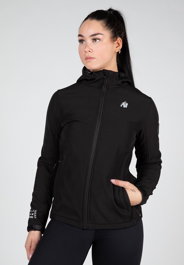 Gym Shell Jacket Gorilla Wear Mina Softshell Jacket - Black - Urban Gym Wear