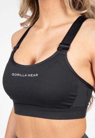 Gorilla Wear Monroe Sports Bra - Black - Urban Gym Wear