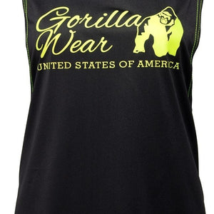 Gorilla Wear Odessa Cross Back Tank Top - Black-Neon Lime - Urban Gym Wear