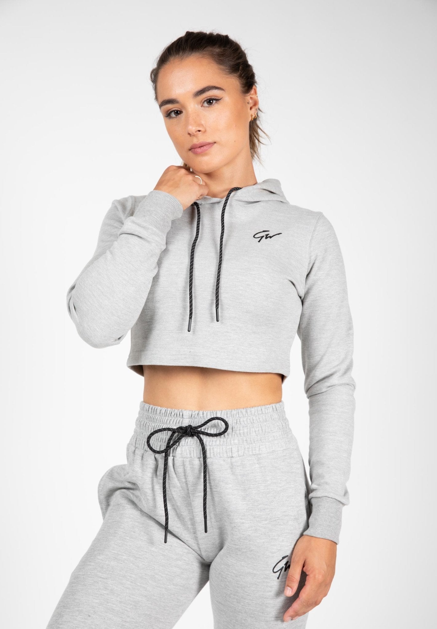 Gorilla Wear Pixley Crop Top Hoodie Grey Urban Gym Wear