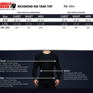 Gorilla Wear Richmond Rib Tank Top - Black/Grey - Urban Gym Wear
