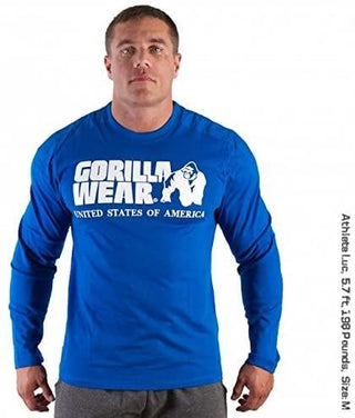 Gorilla Wear Rubber Printed Long Sleeve - Royal Blue - Urban Gym Wear